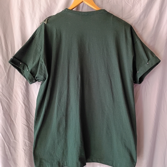 The Original Hang-Ups Deep Green V-Neck Fringe Tunic with Multicolor Embroidery - Picture 3 of 7